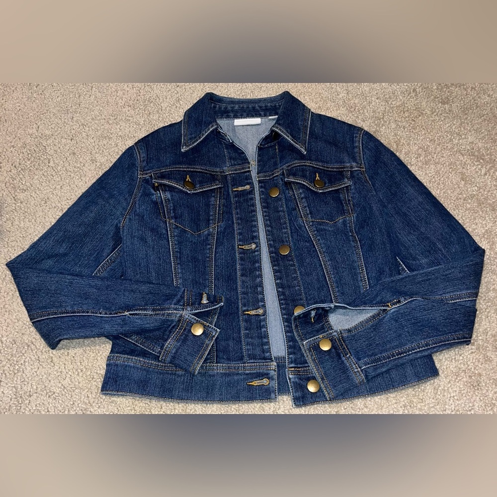 New York & Company Jean Jacket Stretch Blue Women’s Denim Button Up Size XS.